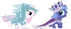 Size: 1024x426 | Tagged: safe, artist:arvaus, character:princess celestia, character:princess luna, cewestia, chase, clothing, costume, cute, dressup, filly, open mouth, princess platinum, running, simple background, smiling, spread wings, windigo, wings, woona