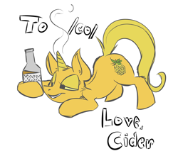 Size: 950x836 | Tagged: safe, artist:cider, /co/, alcohol, drunk, katia managan, pineapple, ponified, prequel (webcomic), solo