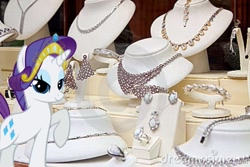 Size: 800x534 | Tagged: safe, artist:takua770, artist:tokkazutara1164, character:rarity, crown, diamonds, display, earring, irl, necklace, photo, ponies in real life, ring, vector