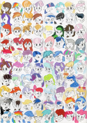 Size: 1600x2258 | Tagged: safe, artist:agamnentzar, character:amethyst star, character:apple bloom, character:apple fritter, character:applejack, character:babs seed, character:berry punch, character:berryshine, character:big mcintosh, character:blossomforth, character:bon bon, character:braeburn, character:button mash, character:candy apples, character:carrot top, character:cheerilee, character:cloudchaser, character:daisy, character:daring do, character:derpy hooves, character:diamond tiara, character:dizzy twister, character:dj pon-3, character:doctor fauna, character:doctor whooves, character:flitter, character:fluttershy, character:golden harvest, character:junebug, character:lavender fritter, character:lemon hearts, character:lightning dust, character:lily, character:lily valley, character:limestone pie, character:lyra heartstrings, character:marble pie, character:minuette, character:ms. harshwhinny, character:nurse redheart, character:octavia melody, character:orange swirl, character:pinkie pie, character:princess cadance, character:princess celestia, character:princess luna, character:rainbow blaze, character:rainbow dash, character:rarity, character:roseluck, character:rumble, character:scootaloo, character:screwball, character:shining armor, character:soarin', character:sparkler, character:spitfire, character:sunshower raindrops, character:sweetie belle, character:sweetie drops, character:thunderlane, character:time turner, character:trixie, character:twilight sparkle, character:twilight velvet, character:twinkleshine, character:vidala swoon, character:vinyl scratch, character:wild fire, oc, oc:bernd, oc:emerald may, oc:fausticorn, oc:mandopony, oc:palette swap, species:earth pony, species:pegasus, species:pony, angry, apple family member, bow, cheek fluff, chin fluff, clothing, crown, crying, earring, eleventh doctor, freckles, frown, grin, happy, hat, male, marcepan, scared, smiling, stallion, wall of tags