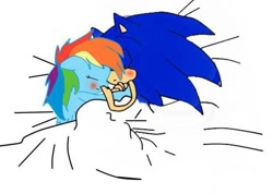 Size: 614x438 | Tagged: safe, artist:kaiamurosesei, character:rainbow dash, character:sonic the hedgehog, crossover, crossover shipping, female, interspecies, male, shipping, sonic the hedgehog (series), sonicdash, straight