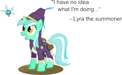 Size: 5764x3550 | Tagged: safe, artist:jittery-the-dragon, character:lyra heartstrings, species:pony, species:unicorn, cute, female, horn, i have no idea what i'm doing, lyrabetes, magic, mare, parasprite, pathfinder, simple background, smiling, solo, summoner, transparent background