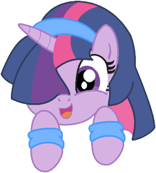 Size: 466x516 | Tagged: dead source, safe, artist:ikuntyphoon, character:twilight sparkle, species:pony, species:unicorn, g4, cute, female, hair over one eye, mare, simple background, solo, transparent background, twiabetes, wristband