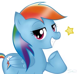 Size: 1737x1670 | Tagged: safe, artist:steffy-beff, character:rainbow dash, female, grin, simple background, solo, white background