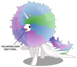 Size: 1439x1247 | Tagged: safe, artist:arvaus, character:princess celestia, species:alicorn, species:pony, afro, alternate hairstyle, angry, annoyed, cute, cutelestia, dialogue, female, frizzy hair, frolestia, funny, glare, mare, messy mane, open, simple background, solo, transparent background, unamused, vector, wet mane