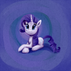 Size: 600x600 | Tagged: safe, artist:senx, character:rarity, species:pony, species:unicorn, blue background, cute, female, mare, prone, raribetes, simple background, solo