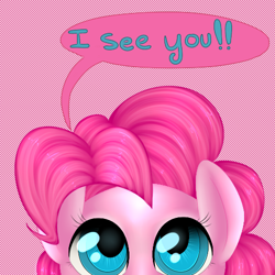 Size: 500x500 | Tagged: safe, artist:ponycide, character:pinkie pie, female, fourth wall, looking at you, solo