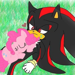 Size: 713x720 | Tagged: safe, artist:kaiamurosesei, character:pinkie pie, crossover, crossover shipping, female, interspecies, love, male, shadow, shadow the hedgehog, shadpie, shipping, sonic the hedgehog (series), straight