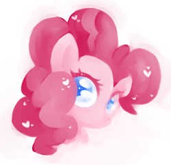 Size: 810x784 | Tagged: safe, artist:annie-aya, character:pinkie pie, species:pony, bust, colored pupils, cute, diapinkes, female, head only, heart, portrait, simple background, solo, white background