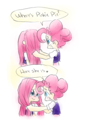 Size: 704x1024 | Tagged: safe, artist:annie-aya, character:pinkamena diane pie, character:pinkie pie, species:human, adoraberry, bubble berry, bubblepie, comic, crying, cute, cuteamena, dawwww, dialogue, diapinkes, female, heartwarming, hnnng, humanized, light skin, male, peekaboo, pinkiemena, playing, ponidox, rule 63, rule63betes, self ponidox, selfcest, shipping, straight, weapons-grade cute