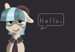 Size: 1979x1394 | Tagged: dead source, safe, artist:berrydrops, character:coco pommel, species:earth pony, species:pony, dialogue, female, mare, profile, solo, speech bubble