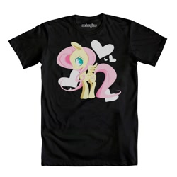 Size: 1000x1000 | Tagged: safe, artist:steffy-beff, official, character:fluttershy, clothing, female, heart, shirt, solo, t-shirt, welovefine