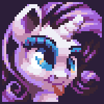 Size: 150x150 | Tagged: safe, artist:pix3m, character:rarity, species:pony, 16-bit, derp, faec, female, pixel art, portrait, silly, silly pony, solo, tongue out