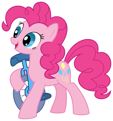 Size: 4663x5000 | Tagged: safe, artist:zutheskunk traces, character:pinkie pie, absurd resolution, simple background, transparent background, unicycle, vector, vector trace