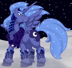 Size: 1500x1436 | Tagged: safe, artist:elosande, character:nightmare moon, character:princess luna, darkhorse knight, prince artemis, rule 63, solo