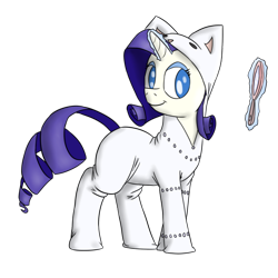 Size: 600x600 | Tagged: safe, artist:timsplosion, character:opalescence, character:rarity, species:pony, species:unicorn, animal costume, cat costume, catchlights, clothing, costume, cute, female, kigurumi, mirror, no pupils, simple background, solo, transparent background