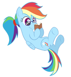 Size: 886x949 | Tagged: safe, artist:hip-indeed, character:rainbow dash, newbie artist training grounds, book, cute, dashabetes, female, glasses, solo