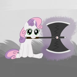 Size: 800x800 | Tagged: safe, artist:hip-indeed, character:sweetie belle, species:pony, species:unicorn, axe, female, solo