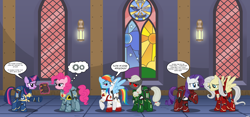 Size: 7500x3500 | Tagged: safe, artist:a4r91n, character:applejack, character:fluttershy, character:pinkie pie, character:rainbow dash, character:rarity, character:twilight sparkle, species:earth pony, species:pegasus, species:pony, species:unicorn, armor, blood angels, blood ravens, bloody magpies, codex astartes, crossover, female, magic, magic aura, mane six, mare, parody, ponified, power armor, powered exoskeleton, purity seal, recolor, red eyes, salamanders, space marine, space wolves, telekinesis, ultramarine, ultrasmurf, vector, warhammer (game), warhammer 40k, white scars