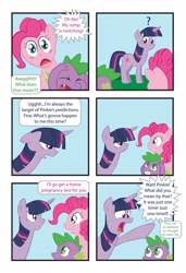 Size: 2261x3300 | Tagged: safe, artist:inspectornills, character:pinkie pie, character:spike, character:twilight sparkle, comic, high res, pinkie sense, pregnant