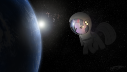 Size: 1920x1080 | Tagged: safe, artist:guillex3, artist:jamey4, character:twilight sparkle, astronaut, female, gravity (movie), lens flare, planet, reference, solo, space suit, sun, vector, wallpaper