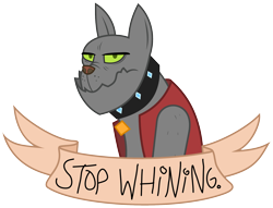Size: 2000x1530 | Tagged: safe, artist:zutheskunk traces, character:rover, species:diamond dog, mouthpiece, old banner, parody, quote, reaction image, solo, whining