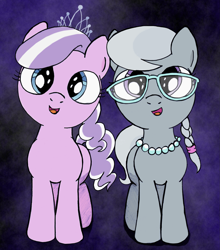 Size: 1583x1800 | Tagged: safe, artist:an-tonio, artist:lord waite, character:diamond tiara, character:silver spoon, species:earth pony, species:pony, adorabullies, colored, cute, diamondbetes, glasses, silverbetes
