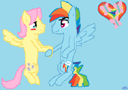 Size: 704x495 | Tagged: safe, artist:fifthcru5ader, character:fluttershy, character:rainbow dash, butterblitz, butterscotch, flying, gay, male, rainbow blitz, rule 63, shipping