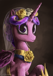 Size: 840x1200 | Tagged: safe, artist:huussii, character:princess cadance, species:alicorn, species:pony, g4, female, mare, solo, wedding veil