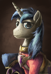 Size: 770x1100 | Tagged: safe, artist:huussii, character:shining armor, species:pony, species:unicorn, episode:a canterlot wedding, g4, my little pony: friendship is magic, helmet, male, royal guard, sitting, solo, stallion