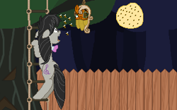 Size: 320x200 | Tagged: safe, artist:herooftime1000, character:octavia melody, species:earth pony, species:pony, bee, disembodied head, female, game, mare, octavia in the underworld's cello, oh crap, this will end in pain, tree, zombie