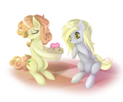 Size: 1409x1171 | Tagged: safe, artist:v-invidia, character:carrot top, character:derpy hooves, character:golden harvest, species:pegasus, species:pony, ship:derpytop, female, lesbian, mare, shipping