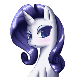 Size: 1000x1000 | Tagged: safe, artist:coma392, character:rarity, species:pony, species:unicorn, blushing, bust, female, looking at you, pixiv, simple background, smiling, solo, white background
