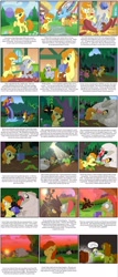 Size: 1319x3072 | Tagged: safe, artist:dalapony, artist:elosande, character:applejack, character:carrot top, character:derpy hooves, character:golden harvest, character:rainbow dash, character:steven magnet, character:twilight sparkle, species:earth pony, species:pegasus, species:pony, artifact, bait and switch, carrot, circling stars, colored, dappled sunlight, female, hoofington, i emptied your fridge, lepus, mare, meme origin, package, rainbow, refrigerator, story, television