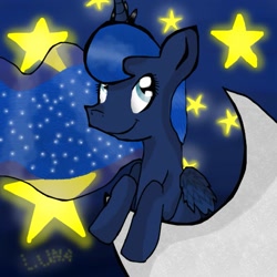 Size: 893x894 | Tagged: safe, artist:chanceyb, character:princess luna, female, moon, night, solo, stars, tangible heavenly object
