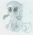 Size: 1280x1356 | Tagged: safe, artist:ratwhiskers, character:chirpy hooves, chirpabetes, chirpy hooves, cute, monochrome, quill, sitting, solo, traditional art