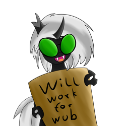 Size: 2000x2000 | Tagged: safe, artist:dragonfoorm, character:dj pon-3, character:vinyl scratch, species:changeling, changelingified, female, high res, simple background, solo, species swap, transparent background
