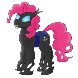 Size: 2000x2000 | Tagged: safe, artist:dragonfoorm, character:pinkie pie, species:changeling, changelingified, female, high res, simple background, solo, species swap, transparent background
