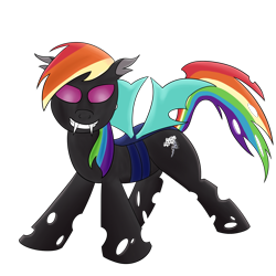 Size: 2000x2000 | Tagged: safe, artist:dragonfoorm, character:rainbow dash, species:changeling, changelingified, dashling, fangs, female, high res, simple background, solo, species swap, transparent background