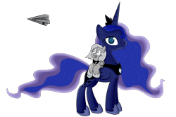 Size: 3000x2000 | Tagged: safe, artist:dragonfoorm, character:princess luna, species:pony, moonstuck, cartographer's craft, cute, female, high res, multeity, paper airplane, simple background, solo, transparent background, woona