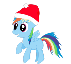 Size: 2000x1800 | Tagged: safe, artist:dragonfoorm, character:rainbow dash, christmas, clothing, female, filly, filly rainbow dash, hat, santa hat, simple background, solo, transparent background