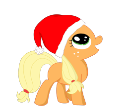 Size: 2000x1800 | Tagged: safe, artist:dragonfoorm, character:applejack, christmas, clothing, female, filly, hat, santa hat, simple background, solo, transparent background