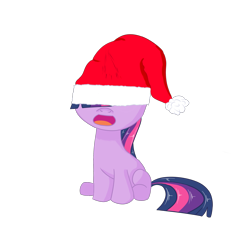 Size: 2000x1800 | Tagged: safe, artist:dragonfoorm, character:twilight sparkle, species:pony, species:unicorn, christmas, clothing, female, filly, filly twilight sparkle, hat, open mouth, santa hat, simple background, solo, transparent background, younger