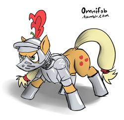 Size: 1024x987 | Tagged: safe, artist:omnifob, character:applejack, armor, female, solo