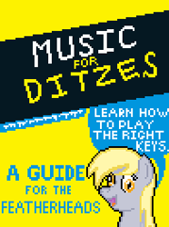 Size: 196x264 | Tagged: safe, artist:herooftime1000, character:derpy hooves, for dummies, octavia in the underworld's cello, parody, pixel art, text