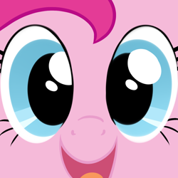 Size: 750x750 | Tagged: safe, artist:hip-indeed, character:pinkie pie, close-up, cute, diapinkes, face, female, looking at you, open mouth, smiling, solo