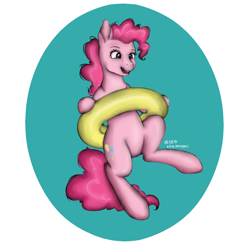 Size: 1200x1200 | Tagged: safe, artist:kira-minami, character:pinkie pie, female, inner tube, solo