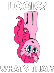 Size: 800x1075 | Tagged: safe, artist:cartoon-eric, character:pinkie pie, female, fuck logic, in which pinkie pie forgets how to gravity, logic, open mouth, pinkie being pinkie, pinkie physics, raised eyebrow, simple background, solo, transparent background, upside down