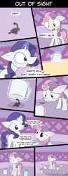 Size: 1800x4637 | Tagged: safe, artist:loceri, character:rarity, character:sweetie belle, species:pony, species:unicorn, episode:slice of life, g4, my little pony: friendship is magic, carousel boutique, coffee mug, comic, dialogue, duo, duo female, female, filly, floppy ears, magic, mare, mug, scorpion, speech bubble, telekinesis, this will not end well, wut face