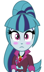 Size: 867x1414 | Tagged: safe, artist:kingdark0001, character:sonata dusk, equestria girls:rainbow rocks, g4, my little pony: equestria girls, my little pony:equestria girls, blushing, female, frown, simple background, solo, transparent background, vector, wide eyes